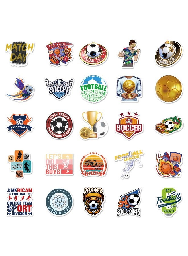 50 قطعة من ملصقات كرة القدم، ملصقات كأس كرة القدم، ملصقات كرة القدم غير المتكررة المقاومة للماء لأجهزة الكمبيوتر المحمول، لوح التزلج، حقيبة السفر، زجاجات المياه، الكمبيوتر، الهاتف، الجيتار، ملصقات للأ - Image 3