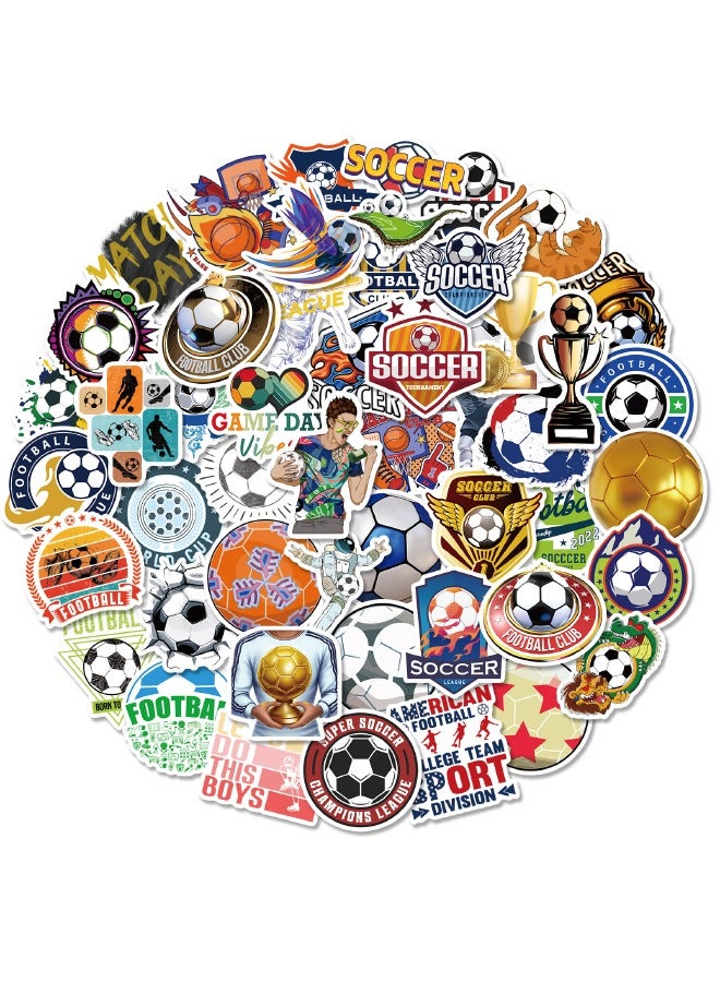 50 قطعة من ملصقات كرة القدم، ملصقات كأس كرة القدم، ملصقات كرة القدم غير المتكررة المقاومة للماء لأجهزة الكمبيوتر المحمول، لوح التزلج، حقيبة السفر، زجاجات المياه، الكمبيوتر، الهاتف، الجيتار، ملصقات للأ - Image 1