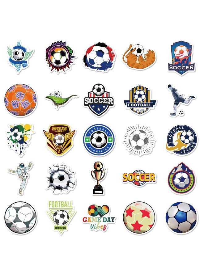 50 قطعة من ملصقات كرة القدم، ملصقات كأس كرة القدم، ملصقات كرة القدم غير المتكررة المقاومة للماء لأجهزة الكمبيوتر المحمول، لوح التزلج، حقيبة السفر، زجاجات المياه، الكمبيوتر، الهاتف، الجيتار، ملصقات للأ - Image 2