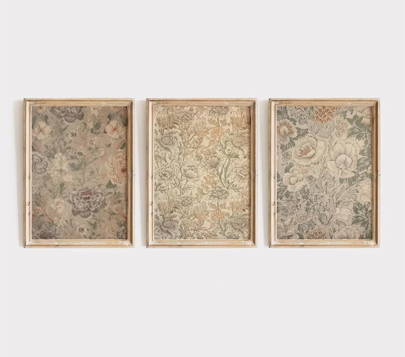 Youillne Vintage Flower Wall Art Set of 3 - Image 1