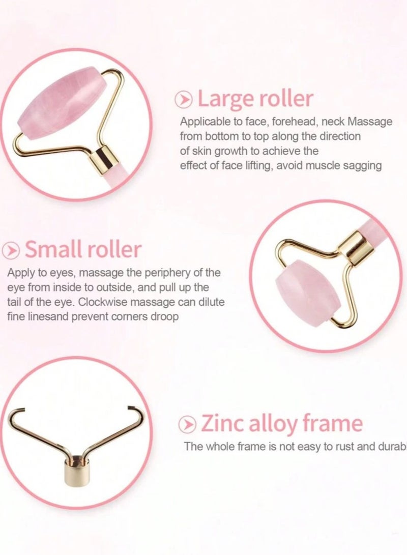 2 Piece Facial Massage And Eye Roller Tool Set Pink/Gold - Image 5