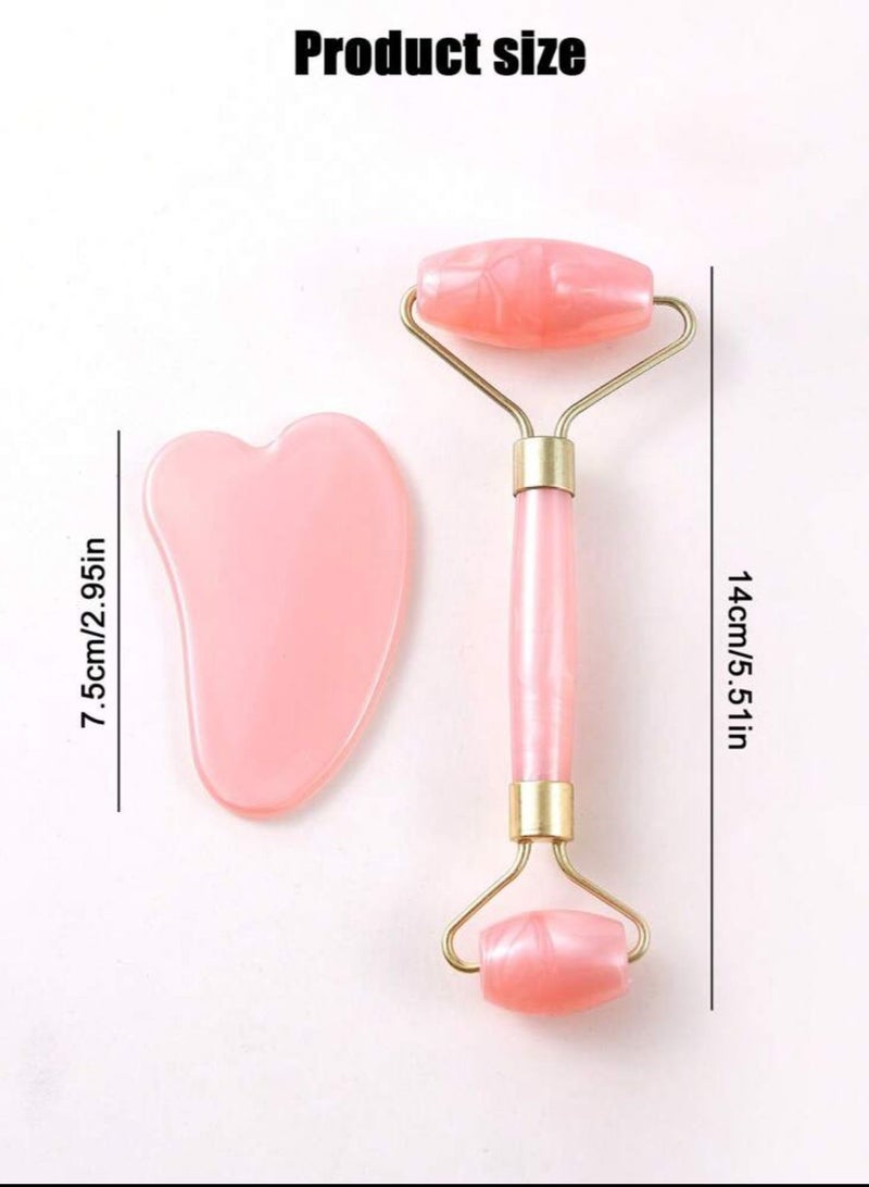2 Piece Facial Massage And Eye Roller Tool Set Pink/Gold - Image 4