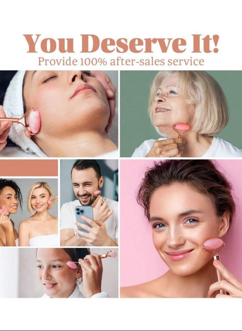 2 Piece Facial Massage And Eye Roller Tool Set Pink/Gold - Image 3