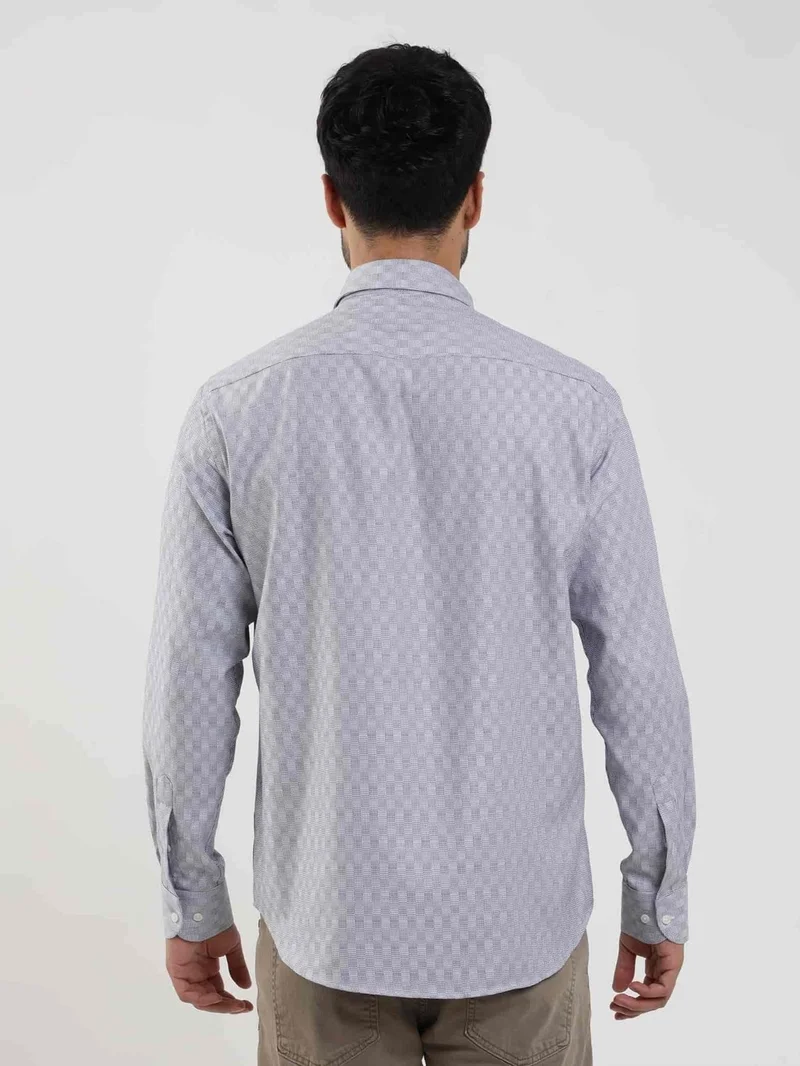 دوفي Regular Fit Button-down Collar Navy Blue Men's Shirt DU1234013013