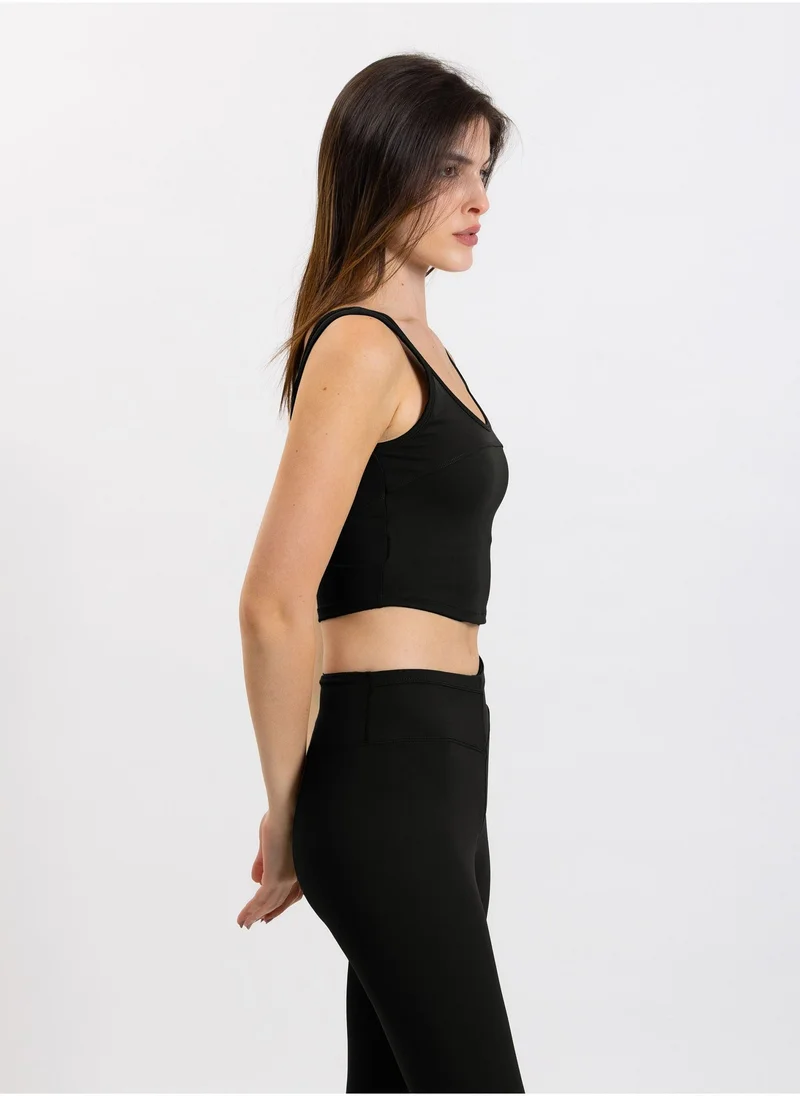 Shapes BLACK DETAILED SOFT CROP TOP for Women | Best Price UAE