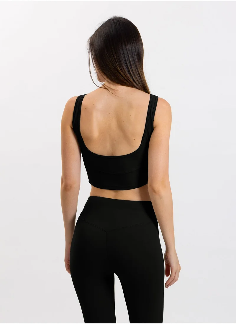 Shapes BLACK DETAILED SOFT CROP TOP for Women | Best Price UAE