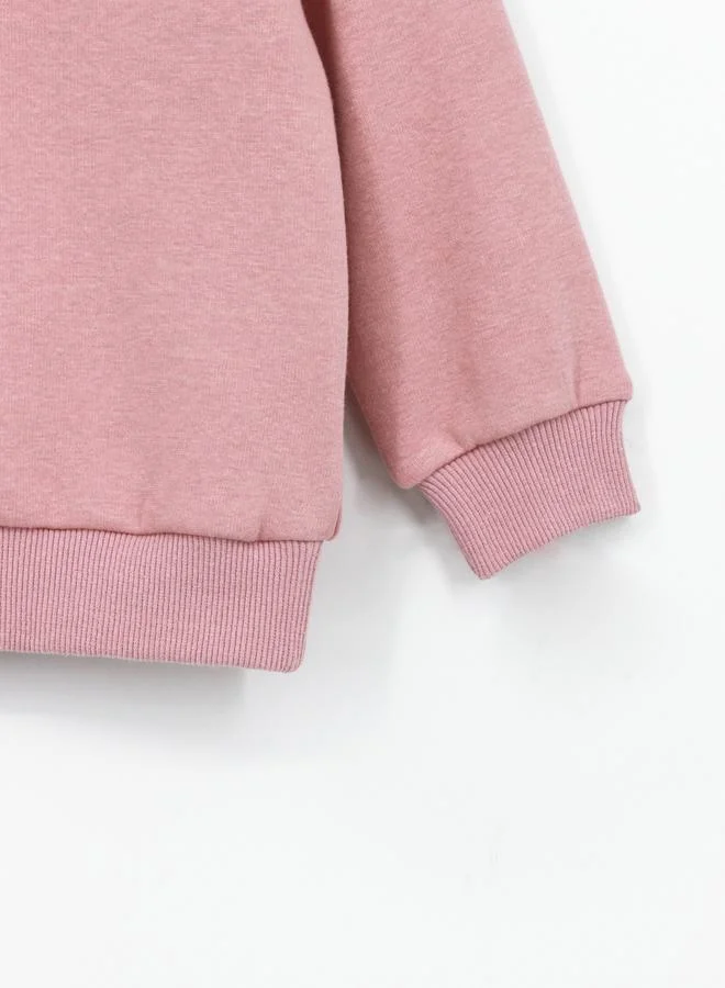 Take Two Girls Pink Graphic Print Fleece Sweatshirt with Pants Set