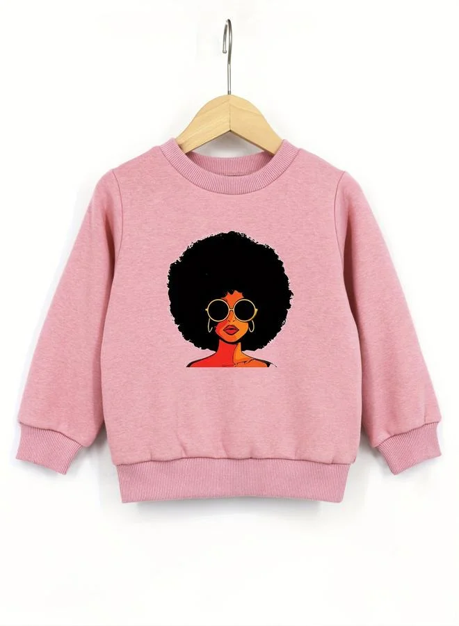 Take Two Girls Pink Graphic Print Fleece Sweatshirt with Pants Set
