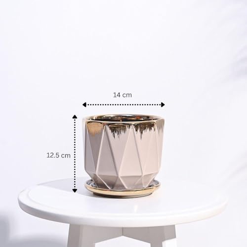 UGAOO Prism Ceramic Pot |Indoor Ceramic Planter for Home, Office, Garden, Balcony - Rose (5 Inch) - Image 4
