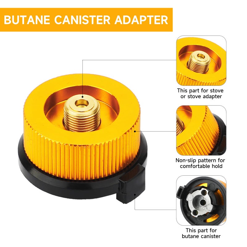 SAN LIKE 3pcs Camping Stove Adapter Butane Canister Adapter Refill Adapter EN417 Lindal Valve Canister Shifter Propane Adapter Isobutane Fuel Canister with Exhaust Air Pressure Button - Image 2