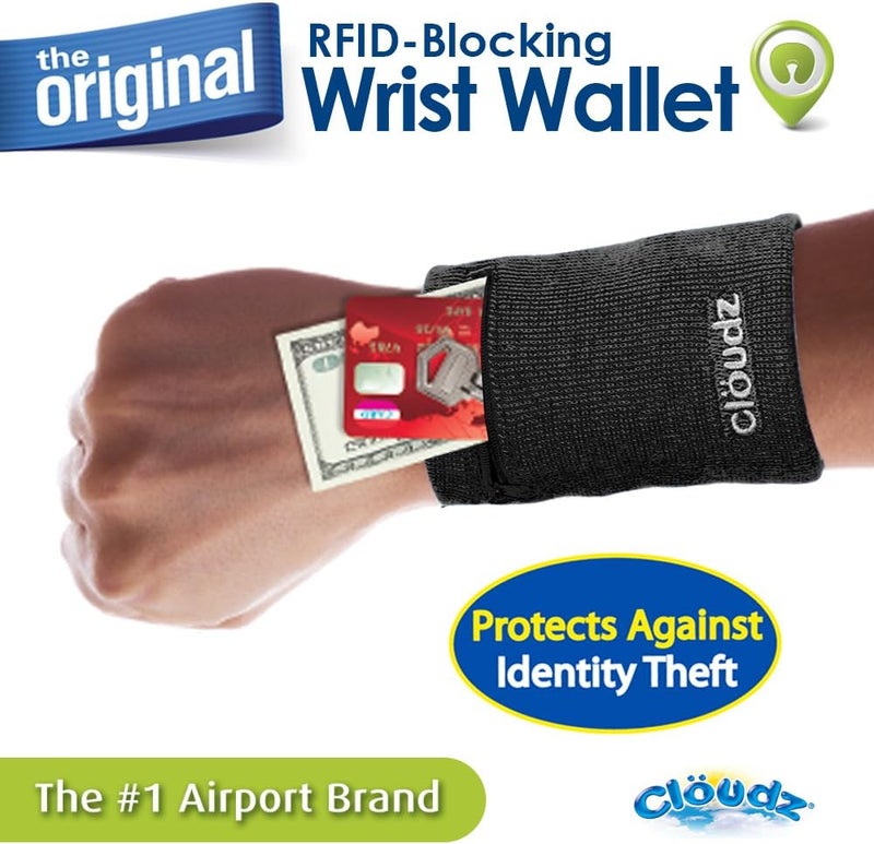 Cloudz : RFID Protection Travel Wrist Wallet - Black - Image 2
