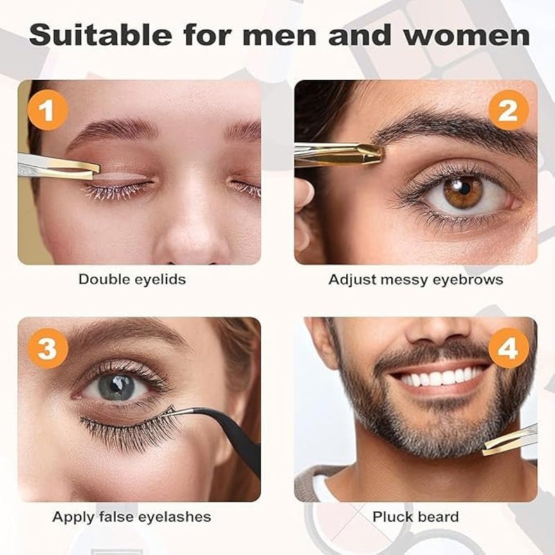 Tweezer - Professional Eyebrow, Facial & Hair Remover - Etched Interior Tip to Grab Hair From the Root-gold - Image 5