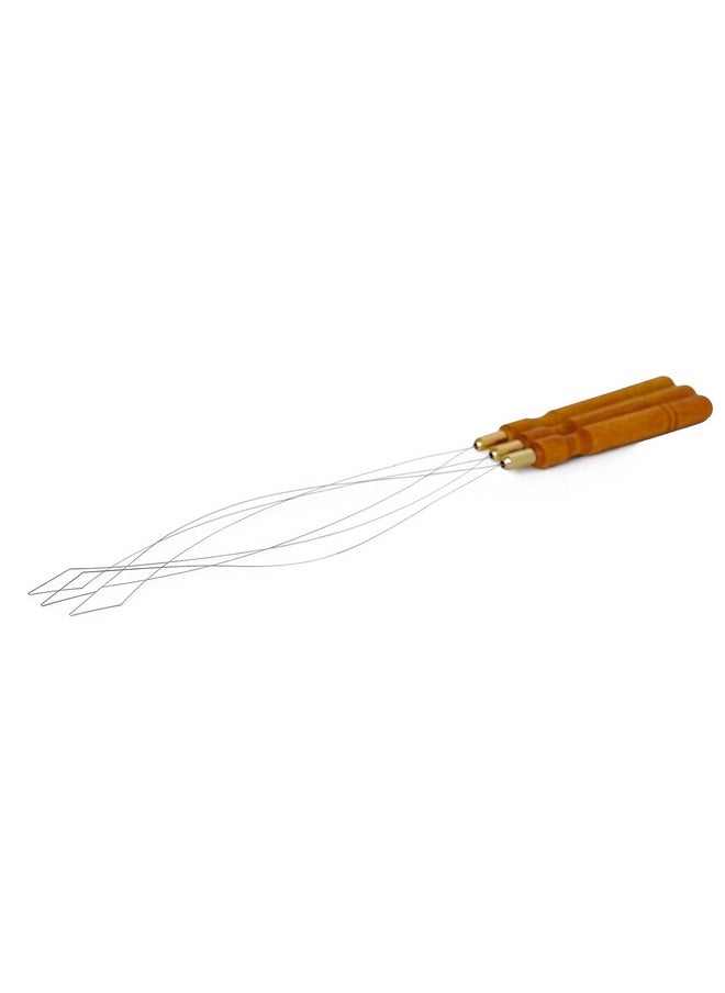 The Hair Shop Loop Needles Wooden Grip Metal Wire Threading Tool For Quick And Easy Installation Of Itip Remy Human Hair Extensions Beader For Microlinks Microbeads Tubes (3 Pack)  - Image 2