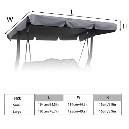 Hagsfire Swing Chair Canopy Replacement, 2 Seater Garden Seat Cover, Waterproof Windproof Anti-UV Heavy Duty Rip Proof Hammock Top Outdoor Furniture Covers (Grey, Small), Gray - Image 2