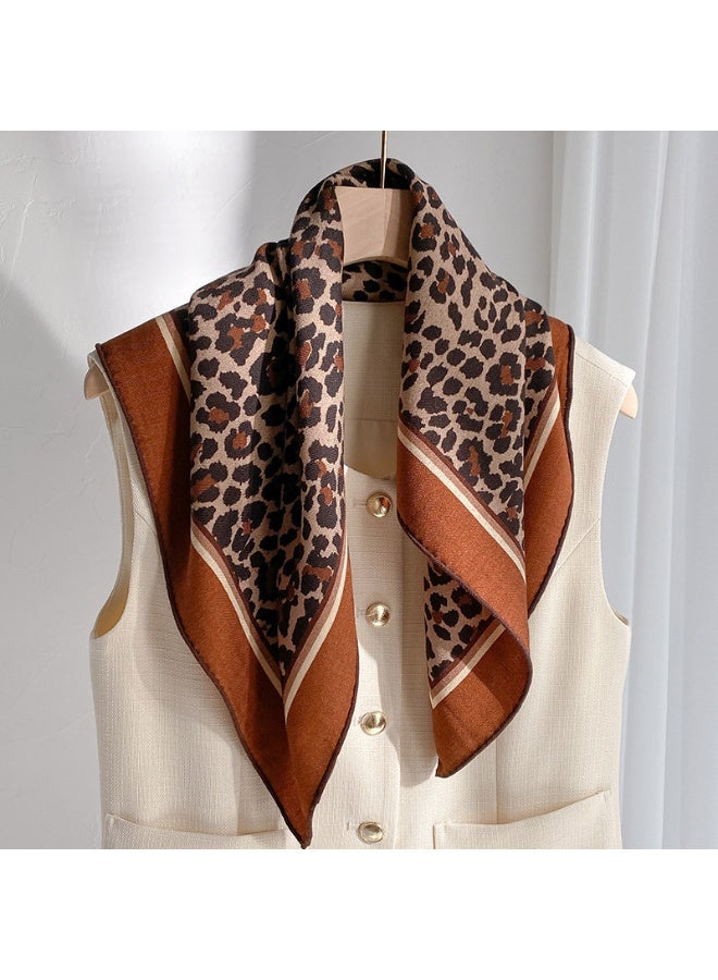 Handmade Silk & Wool Scarf, Leopard Print Pattern