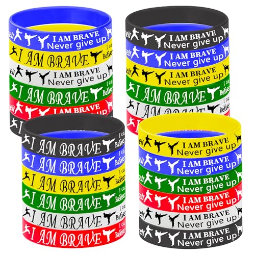 PIBIMoicy 36 Pcs Taekwondo Theme Rubber Silicone Wristbands Taekwondo Competition Decorations Birthday Party Favors Supplies - Image 1