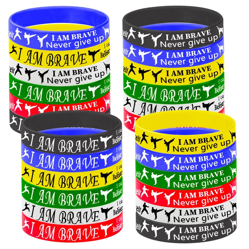 PIBIMoicy 36 Pcs Taekwondo Theme Rubber Silicone Wristbands Taekwondo Competition Decorations Birthday Party Favors Supplies - Image 3