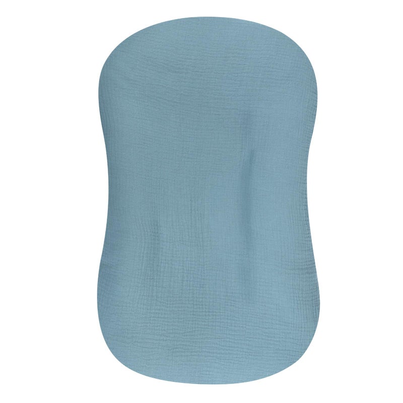 Hooyax Muslin Baby Lounger Cover Soft Organic Cotton Slipcover Fits Newborn Lounger for Baby Boys and Girls (Blue) - Image 1