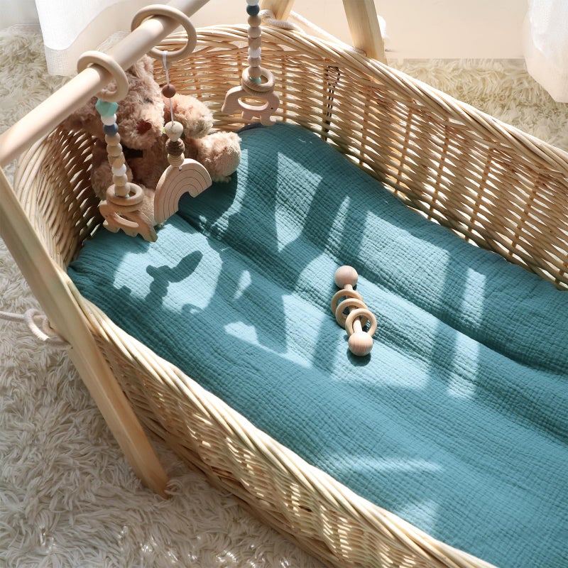 Hooyax Muslin Baby Lounger Cover Soft Organic Cotton Slipcover Fits Newborn Lounger for Baby Boys and Girls (Blue) - Image 5
