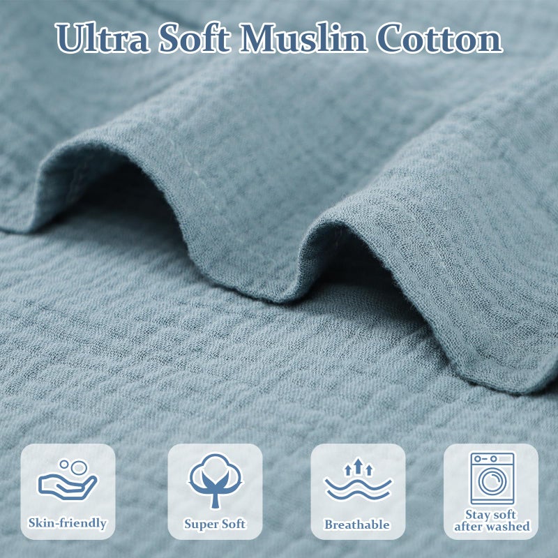 Hooyax Muslin Baby Lounger Cover Soft Organic Cotton Slipcover Fits Newborn Lounger for Baby Boys and Girls (Blue) - Image 2