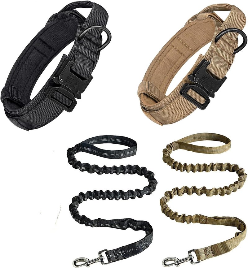 Heavy-Duty Tactical Dog Collar & Leash Set: Adjustable & Durable for All Sized(Black,X-Large) - Image 1