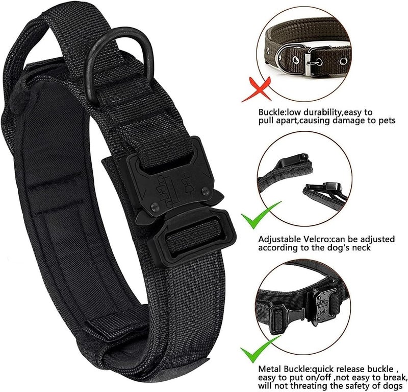 Heavy-Duty Tactical Dog Collar & Leash Set: Adjustable & Durable for All Sized(Black,X-Large) - Image 3