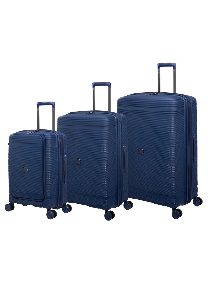 it Luggage it Luggage Bag Unanimous Set of 3 Pcs, Hard Case Polypropylene (PP) Material, Matching Color Suitcases, 8x360 Degree Spinner Wheels, Expandable Trolley, Telescopic Handle, TSA Lock, Color Dark Blue  - Image 2