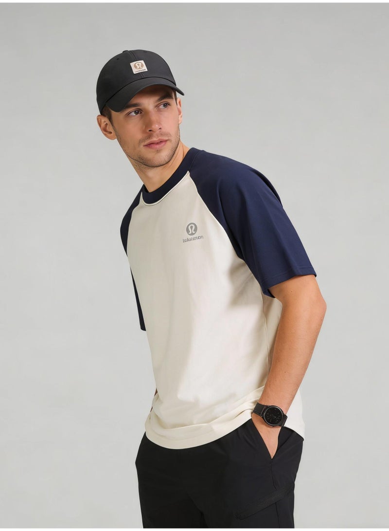 Lululemon Style Navy & Cream Color Block Raglan T-Shirt Unisex Loose Casual Couple Short Sleeve Tee Style Navy & Cream Color Block Raglan T-Shirt Unisex Loose Casual Couple Short Sleeve Tee Style Navy & Cream Color Block Raglan T-Shirt Unisex Loose Casual Couple Short Sleeve Tee - Image 3