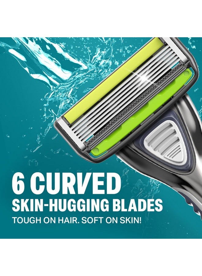 BOMBAY SHAVING COMPANY - Sensi Flo 6 (Pack Of 2) (1 Razor With 2 Cartridge Refills) | Up To 4 Months Of Shaves |6 Blade Razor For Men Trimmer Blade Skin Guard With Aloe And Vit E Lubricating Strip - Image 1