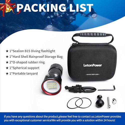 LetonPower Diving Flashlight, L24 12000Lumens Dive Light,100m Underwater Video Light, Scuba Dive Lights, Underwater flashlights with Type-C Charging for Professional Under Water Sports - Image 5