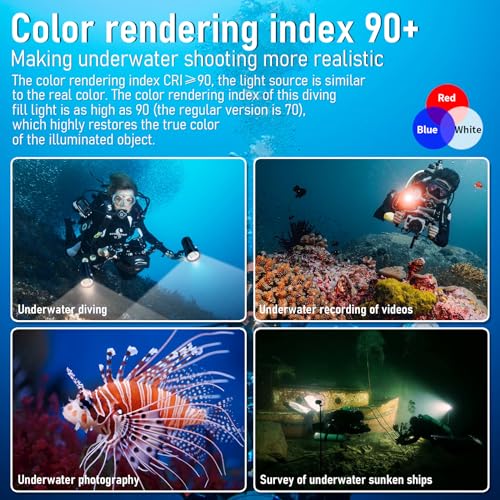 LetonPower Diving Flashlight, L24 12000Lumens Dive Light,100m Underwater Video Light, Scuba Dive Lights, Underwater flashlights with Type-C Charging for Professional Under Water Sports - Image 3