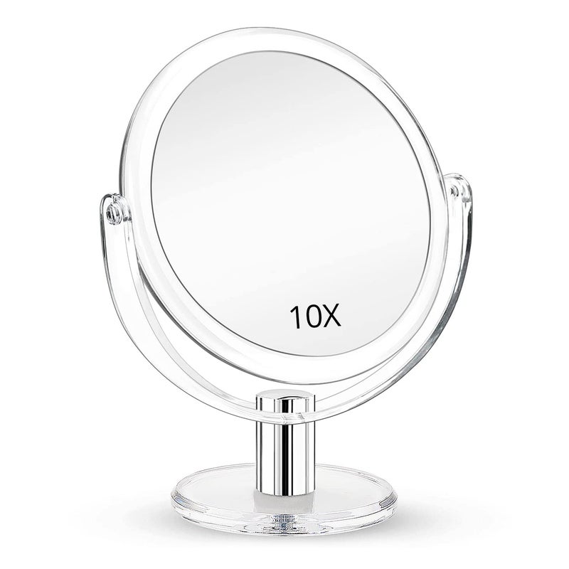 Fabuday Magnifying Makeup Mirror Double Sided, 1X 10X Magnification Mirror, Table Top Vanity Mirror, Transparent - Image 1