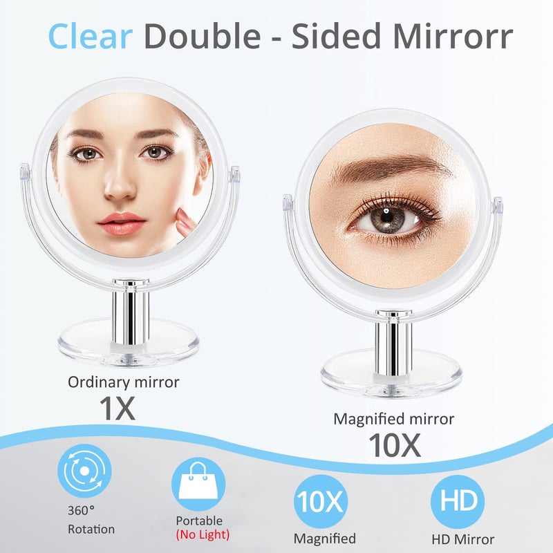 Fabuday Magnifying Makeup Mirror Double Sided, 1X 10X Magnification Mirror, Table Top Vanity Mirror, Transparent - Image 2