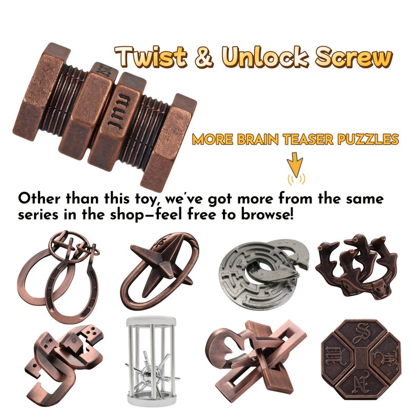 3D Metal Puzzle Unlock Big Nut Challenging Brain Teaser Gift For Adults - Image 4