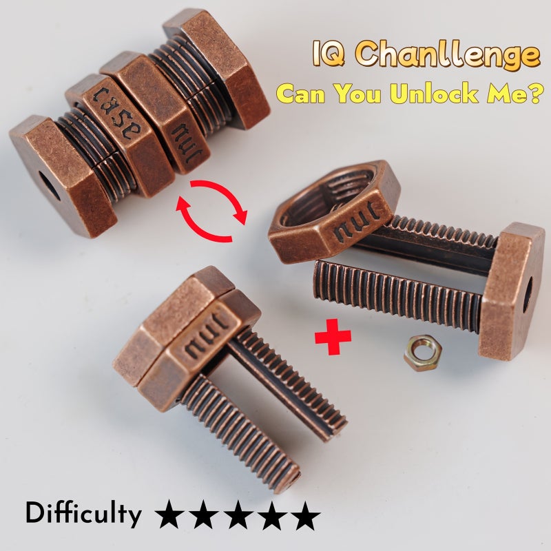 3D Metal Puzzle Unlock Big Nut Challenging Brain Teaser Gift For Adults - Image 5