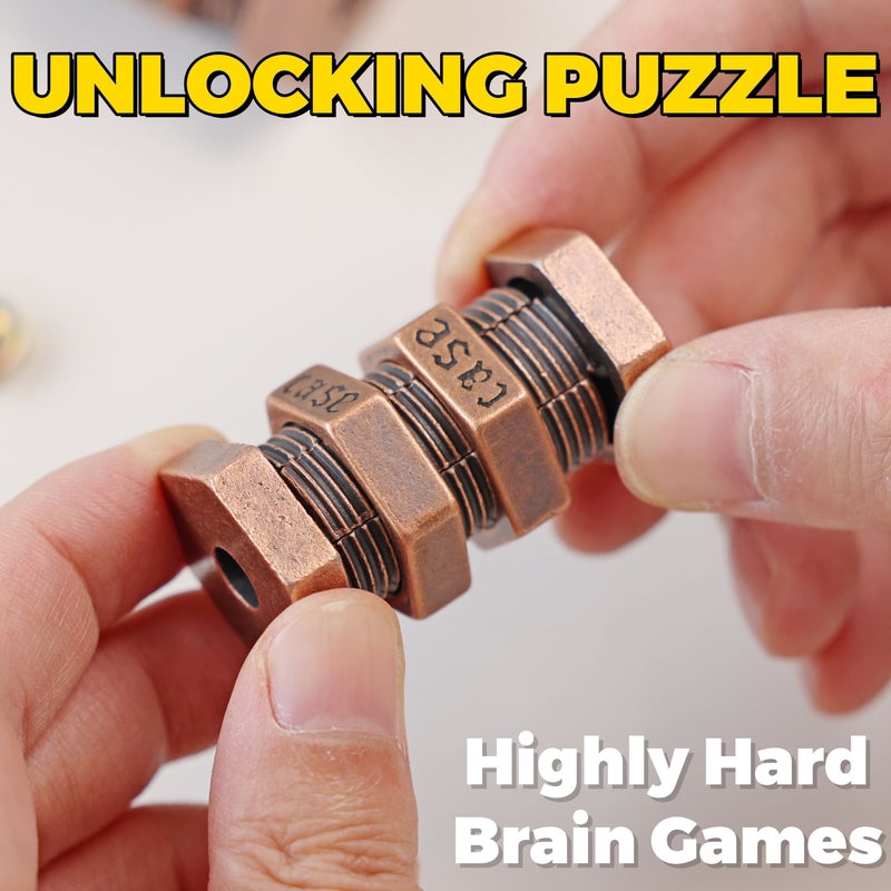 3D Metal Puzzle Unlock Big Nut Challenging Brain Teaser Gift For Adults - Image 3