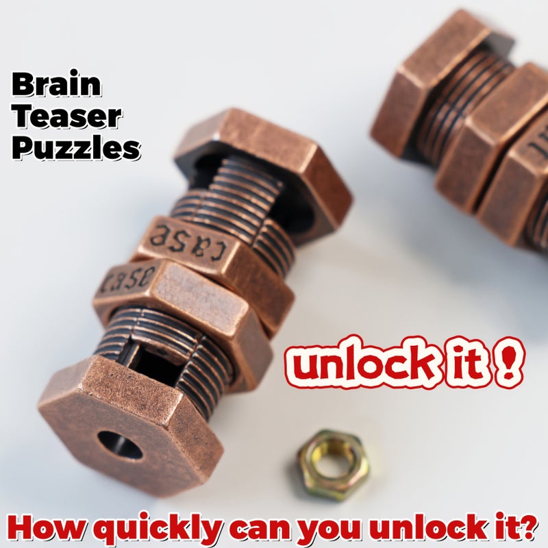 3D Metal Puzzle Unlock Big Nut Challenging Brain Teaser Gift For Adults - Image 1