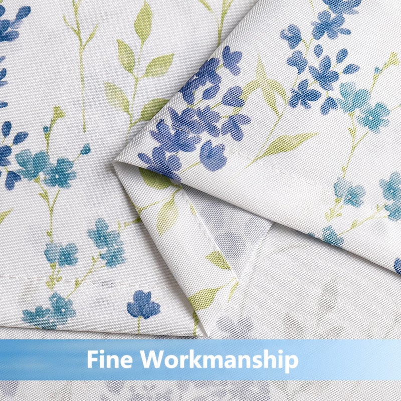 ZJDECOR Blue Colorful Floral Tie Up Kitchen Curtain Valance Botanical Flower Leaves Print, Farmhouse Rod Pocket Small Curtains for Kitchen Cafe Bathroom Window Treatment, 56" x 15", Watercolor, 1 Panel - Image 5