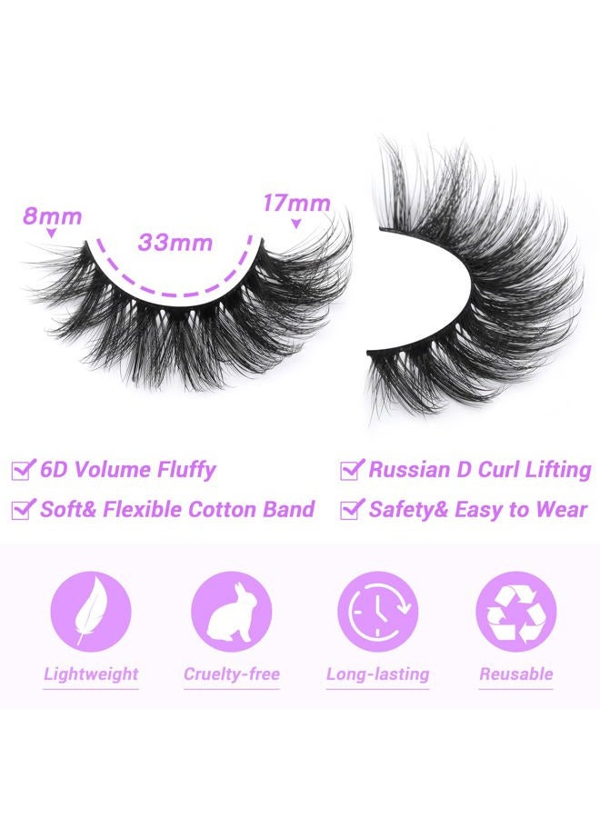 JIMIRE Mink Lashes Fluffy Cat Eye False Eyelashes Volume Wispy Fox Eye Full 17MM Thick Fake Lashes Look Like Eyelash Extensions Pestañas7 Pairs Pack - Image 2