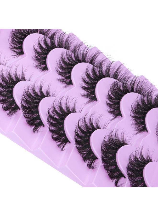 JIMIRE Mink Lashes Fluffy Cat Eye False Eyelashes Volume Wispy Fox Eye Full 17MM Thick Fake Lashes Look Like Eyelash Extensions Pestañas7 Pairs Pack - Image 5