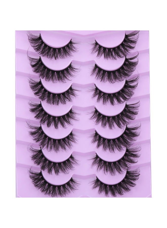 JIMIRE Mink Lashes Fluffy Cat Eye False Eyelashes Volume Wispy Fox Eye Full 17MM Thick Fake Lashes Look Like Eyelash Extensions Pestañas7 Pairs Pack - Image 1