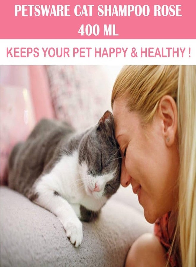 PETSWARE شامبو وبلسم للقطط من بيتسوير ٥ في ١ للقطط الفارسية والقطط الصغيرة وجميع أنواع القطط، مضاد للفطريات، يخفف الحساسية، مضاد للبراغيث والقراد، مرطب، مضاد للبكتيريا، شامبو للقطط | عبوة من قطعتين | ٢٠٠ مل لكل قطعة | (ورد) - Image 5