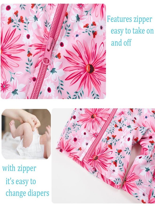 UMELOK Toddler Girl Swimsuit Baby Rash Guard Swimwear Rashguard UPF 50+ Sun Protection Bathing Suit Sunsuit Red/Daisy-4T - Image 4