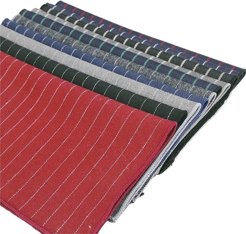 Men Pocket Squares 10pcs Vintage Striped Cotton Handkerchiefs Color Ia4036 - Image 4