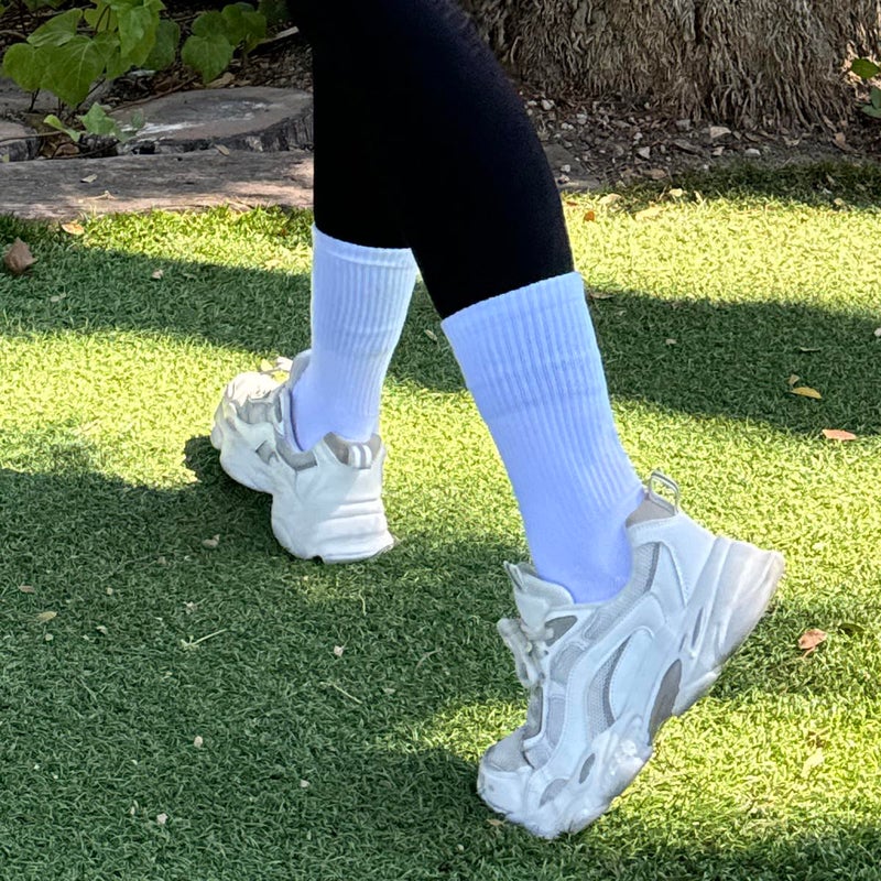 COTTON DAY Womens Soft Combed Cotton Crew Socks All White Half Ribbed Shoe Size 9-11 - Image 3