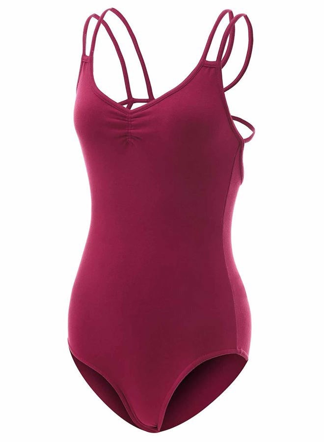 Daydance Burgundy Teen Girl's Dance Leotards Ballerina Double Straps Ballet Clothes - Image 3