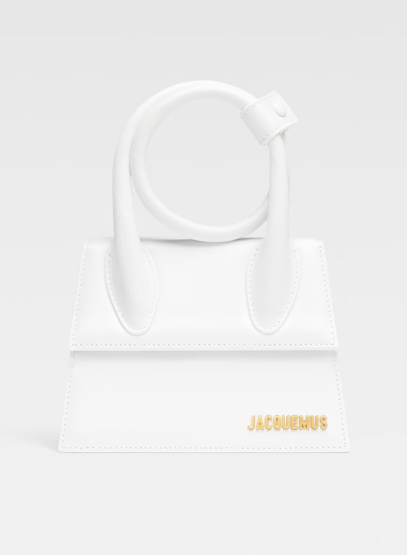 JACQUEMUS The knot Chiquito Coiled Leather Handbag With Detachable Shoulder Strap, Women's Cross-Body Bag, Women's Hand Bag, Women's Shoulder Bag, Women's Tote Bag, Women's Travel Bag, White-18cm - Image 1