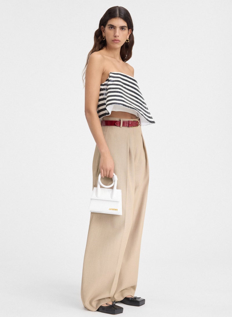 JACQUEMUS The knot Chiquito Coiled Leather Handbag With Detachable Shoulder Strap, Women's Cross-Body Bag, Women's Hand Bag, Women's Shoulder Bag, Women's Tote Bag, Women's Travel Bag, White-18cm - Image 2