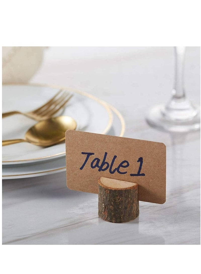 DAILYCHIC Place Card Holders , 20 Pcs Place Rustic Wooden Card Holders with 40 Pcs Kraft Paper Cards, Food Markers Table Number Photo Holder Card for Wedding Dinner Party - Image 4