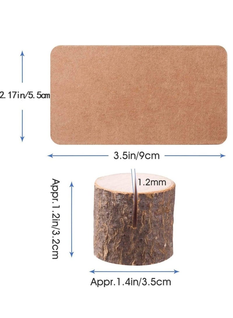 DAILYCHIC Place Card Holders , 20 Pcs Place Rustic Wooden Card Holders with 40 Pcs Kraft Paper Cards, Food Markers Table Number Photo Holder Card for Wedding Dinner Party - Image 3